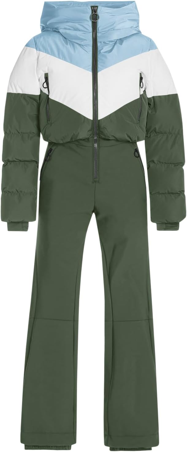 Womens One Piece Ski Suit Warm Waterproof Snowsuits Winter Snow Jumpsuits Outdoor Sports Outerwear