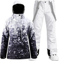 Women's Ski Jackets and Pants Set Snowboarding Snowsuit Snow Coat Hooded Waterproof Windproof