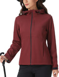 Women Soft shell Jacket Fleece Lined Warm Jacket Windbreaker Light Hooded Windproof Coat for Outdoor Hiking