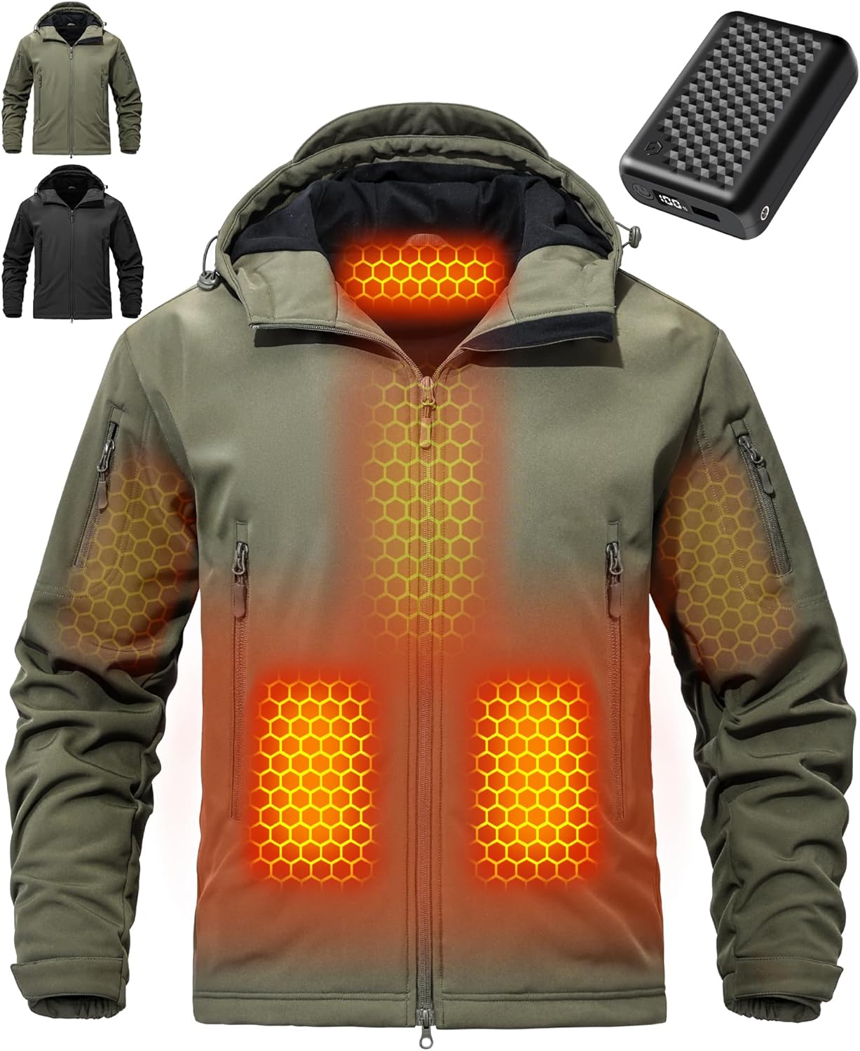 Graphene Heated Soft Shell Jacket for Men  Large Capacity