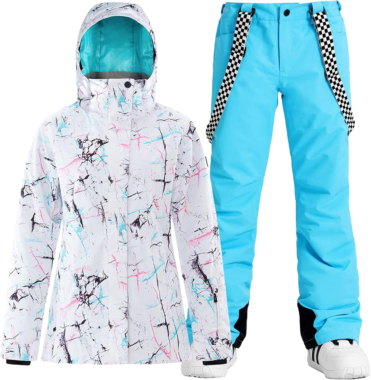 Women's Ski Jackets and Pants Snowboarding Snowsuit Coat Warm Hooded Waterproof Windproof Insulated