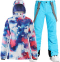 Women's Ski Jackets and Pants Set Snowboarding Snowsuit Snow Coat Hooded Waterproof Windproof