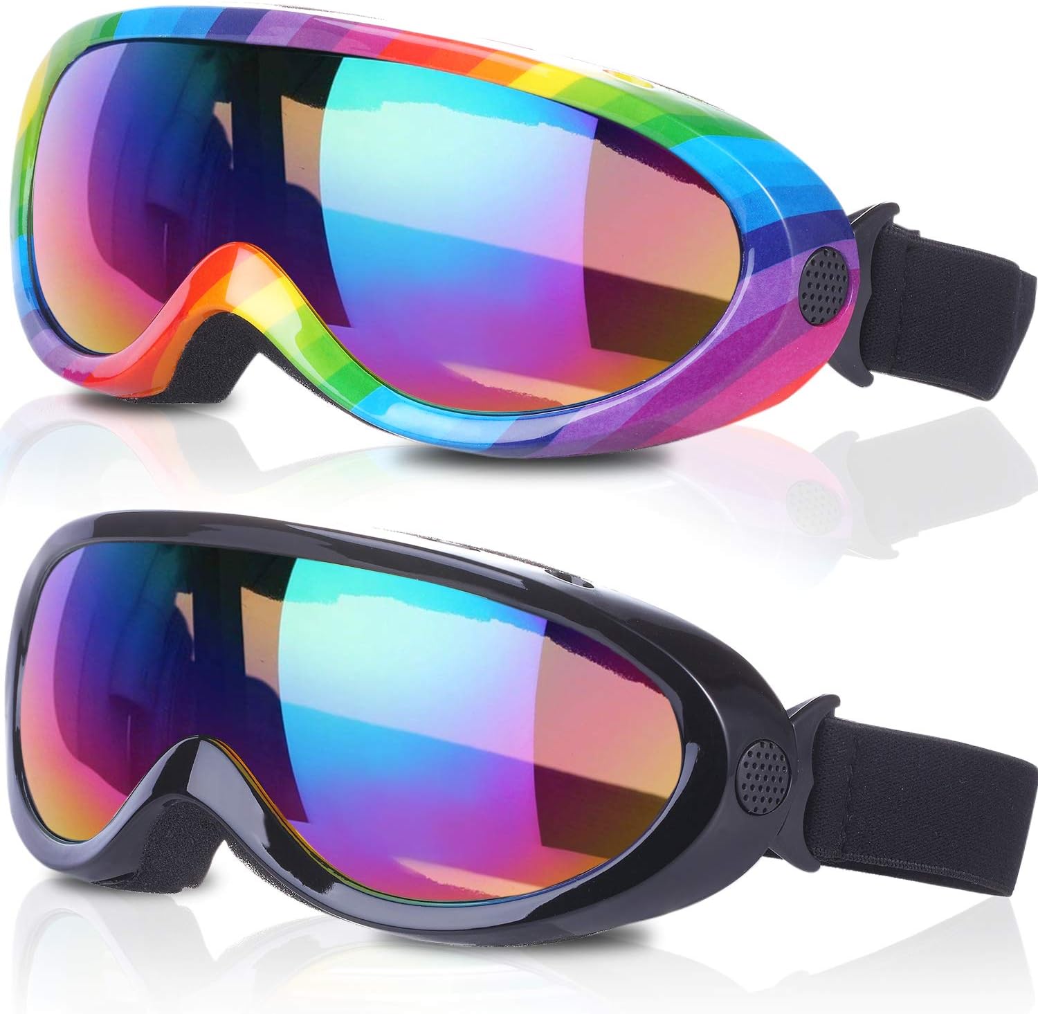 Ski Goggles, Pack of 2, Snowboard Goggles for Kids, Boys & Girls, Youth, Men