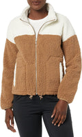 Women's Fleece Zip-Up Sherpa Jacket with Stand Neck