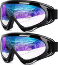 2-Pack Snow Ski Goggles, Snowboard Goggles for Men, Women, Youth, Kids, Boys or Girls, Snowmobile Goggles