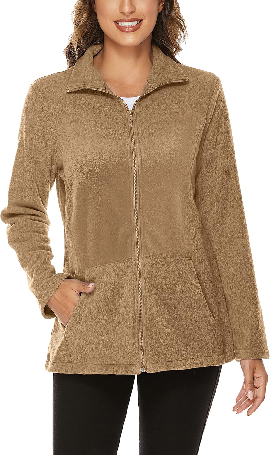 Women's Outdoor Full-Zip Thermal Fleece Jacket with Pockets