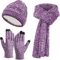 Unisex Winter Set - Beanie Hat, Touchscreen Gloves & Long Scarf, Christmas Gifts for Women Mom Wife Stocking Stuffer