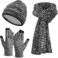 Unisex Winter Set - Beanie Hat, Touchscreen Gloves & Long Scarf, Christmas Gifts for Women Mom Wife Stocking Stuffer