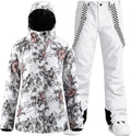 Women's Ski Jackets and Pants Set Snowboarding Snowsuit Snow Coat Hooded Waterproof Windproof