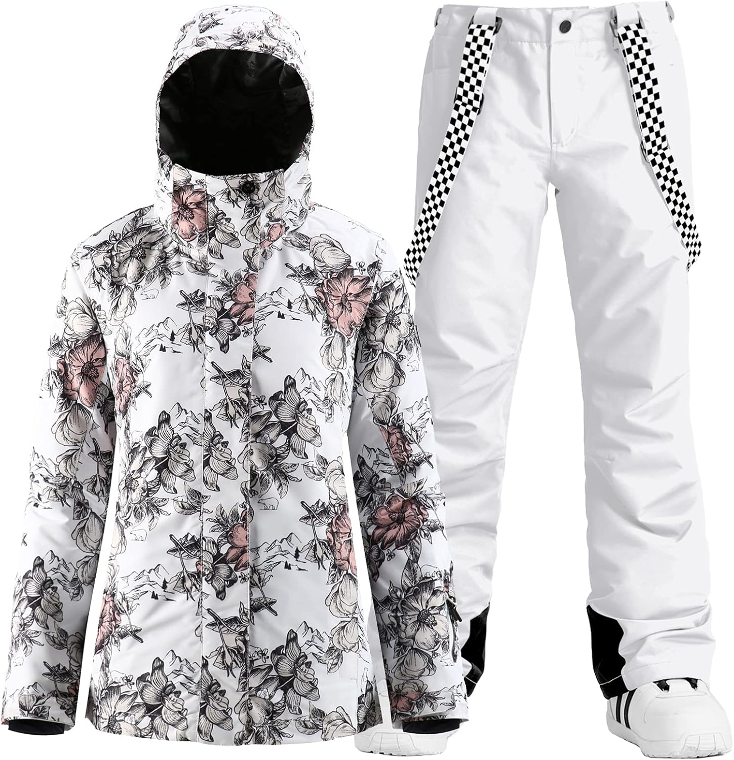 Women's Ski Jackets and Pants Set Snowboarding Snowsuit Snow Coat Hooded Waterproof Windproof