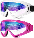 2-Pack Snow Ski Goggles, Snowboard Goggles for Men, Women, Youth, Kids, Boys or Girls, Snowmobile Goggles