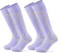 Merino Wool Ski Socks 2 Pairs for Women, Cold Weather Knee High Thermal Socks for Skiing, Snowboarding, Hiking, Camping