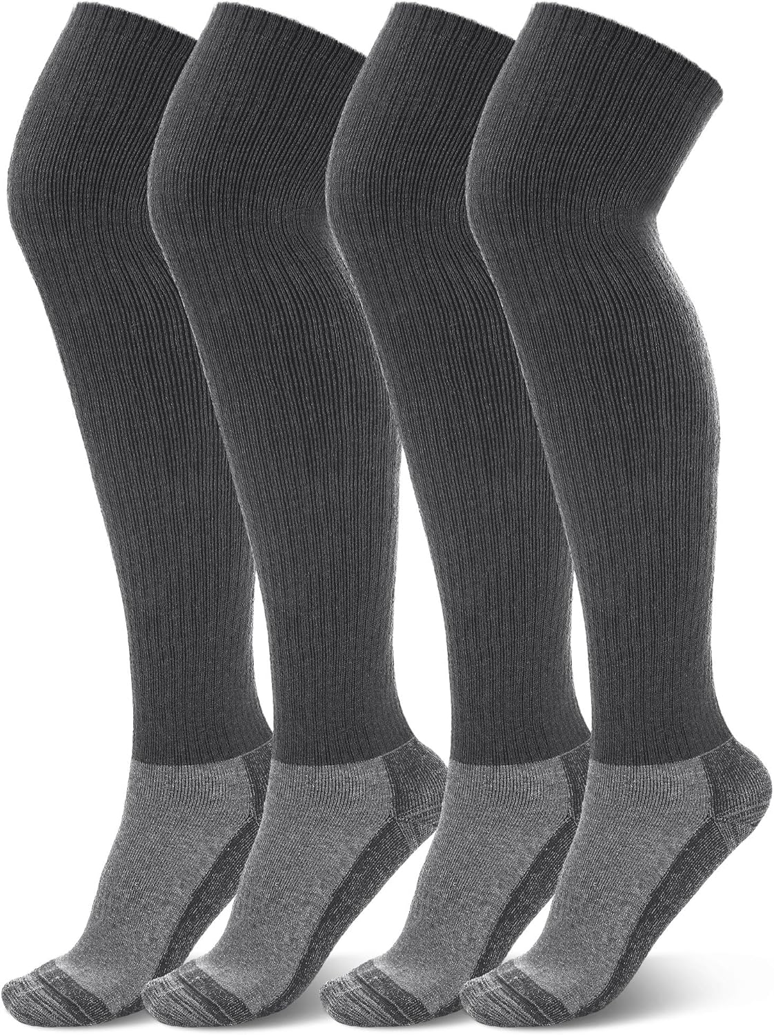 2 Pair Men's Heavyweight Merino Wool Blend Boot Socks over the Knee Thermal Winter Tall Boot Socks for Men